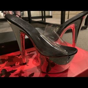 Silver pleaser heels